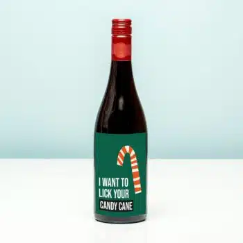 Kerst wijnfles I want to lick your candy cane - Rood (Merlot)