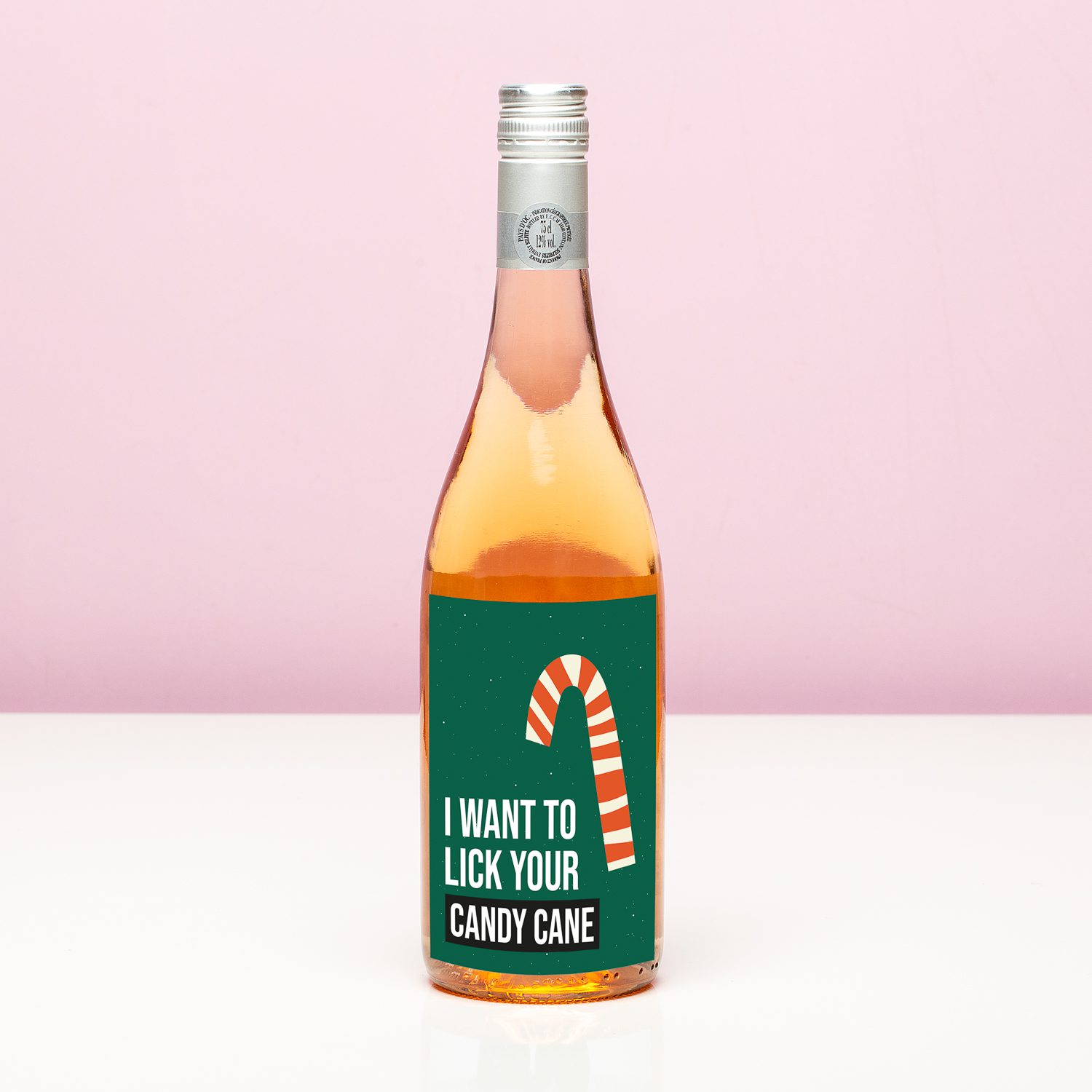 Kerst Wijnfles I Want To Lick Your Candy Cane - Rosé (Blush Rosé)