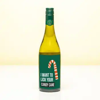 Kerst wijnfles I want to lick your candy cane - Wit (Sauvignon Blanc)