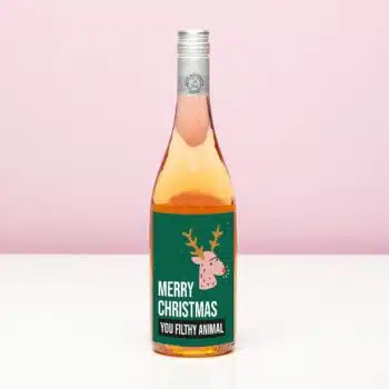 Kerst wijnfles Merry Christmas you filthy animal