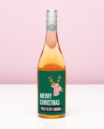 Kerst wijnfles Merry Christmas you filthy animal