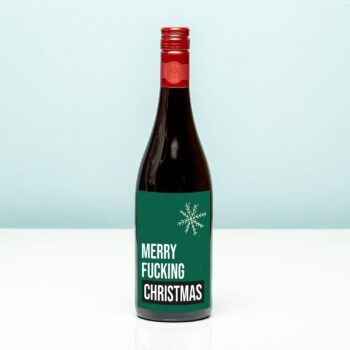Kerst wijnfles Merry fucking Christmas - Rood (Merlot)