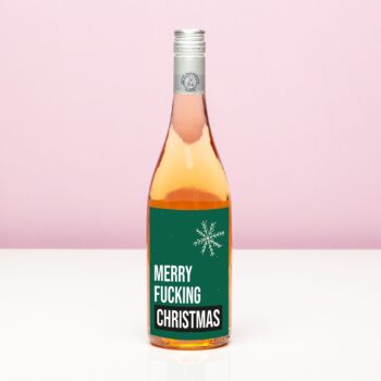 Kerst wijnfles Merry fucking Christmas - Rosé (Blush Rosé)