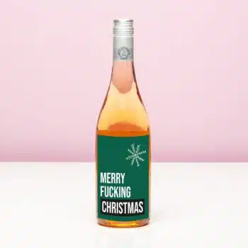 Kerst wijnfles Merry fucking Christmas - Rosé (Blush Rosé)