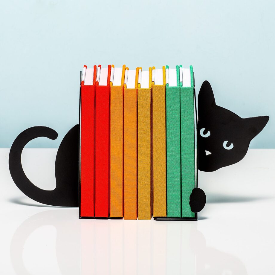 Verstopte kat boekensteun (set van 2)