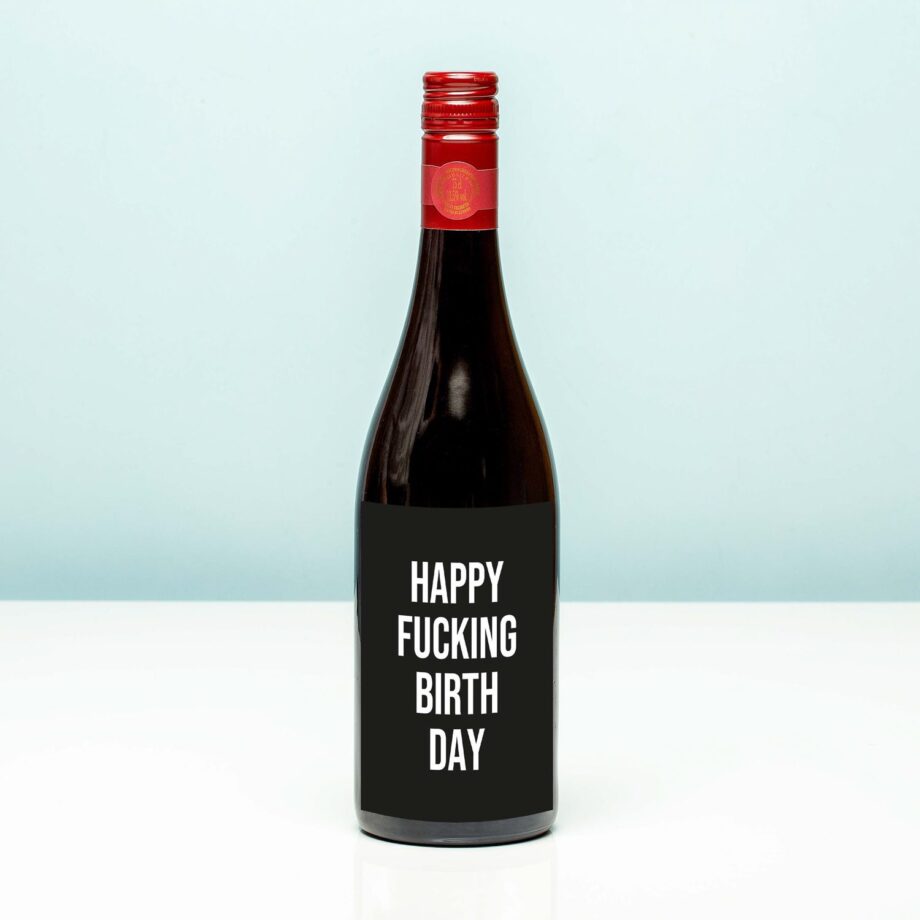 Wijnfles Happy fucking birthday
