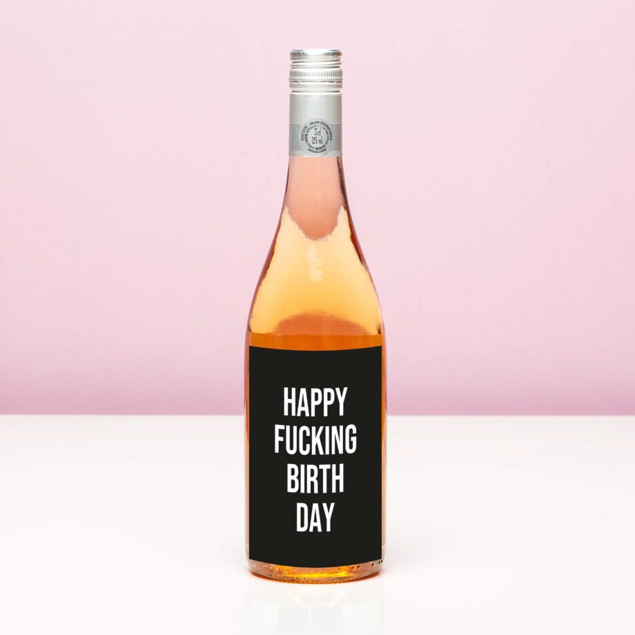 Wijnfles Happy fucking birthday