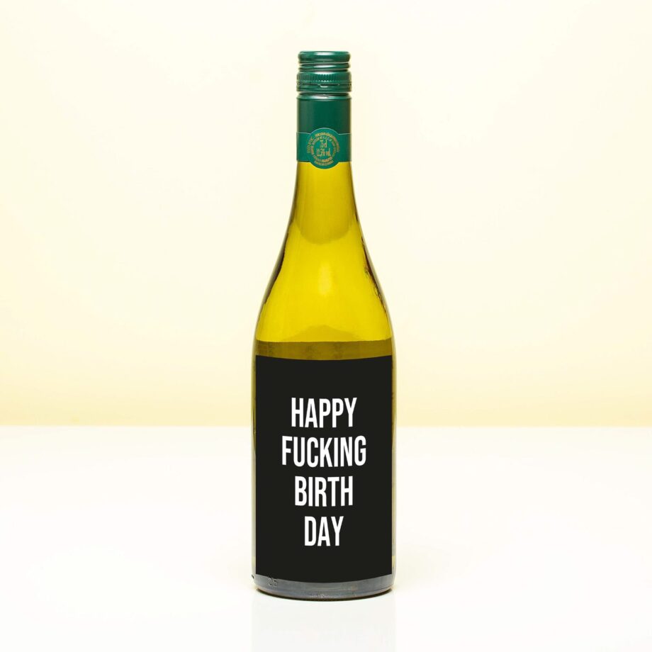 Wijnfles Happy fucking birthday