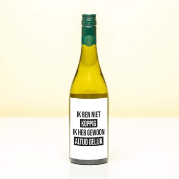 Wijnfles Ik ben niet koppig - Wit (Sauvignon Blanc)