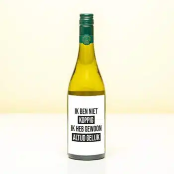 Wijnfles Ik ben niet koppig - Wit (Sauvignon Blanc)