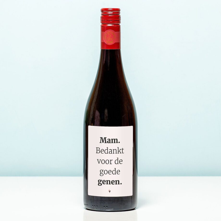 Wijnfles Mam bedankt voor de goede genen