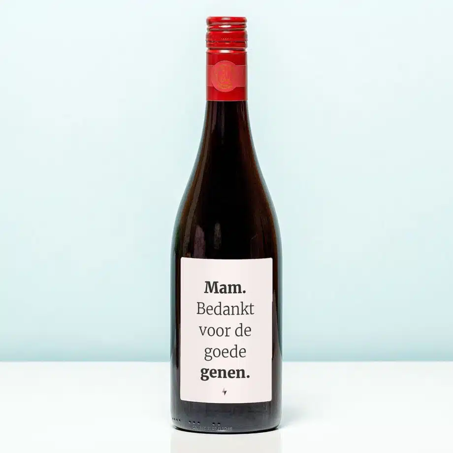 Wijnfles Mam bedankt voor de goede genen