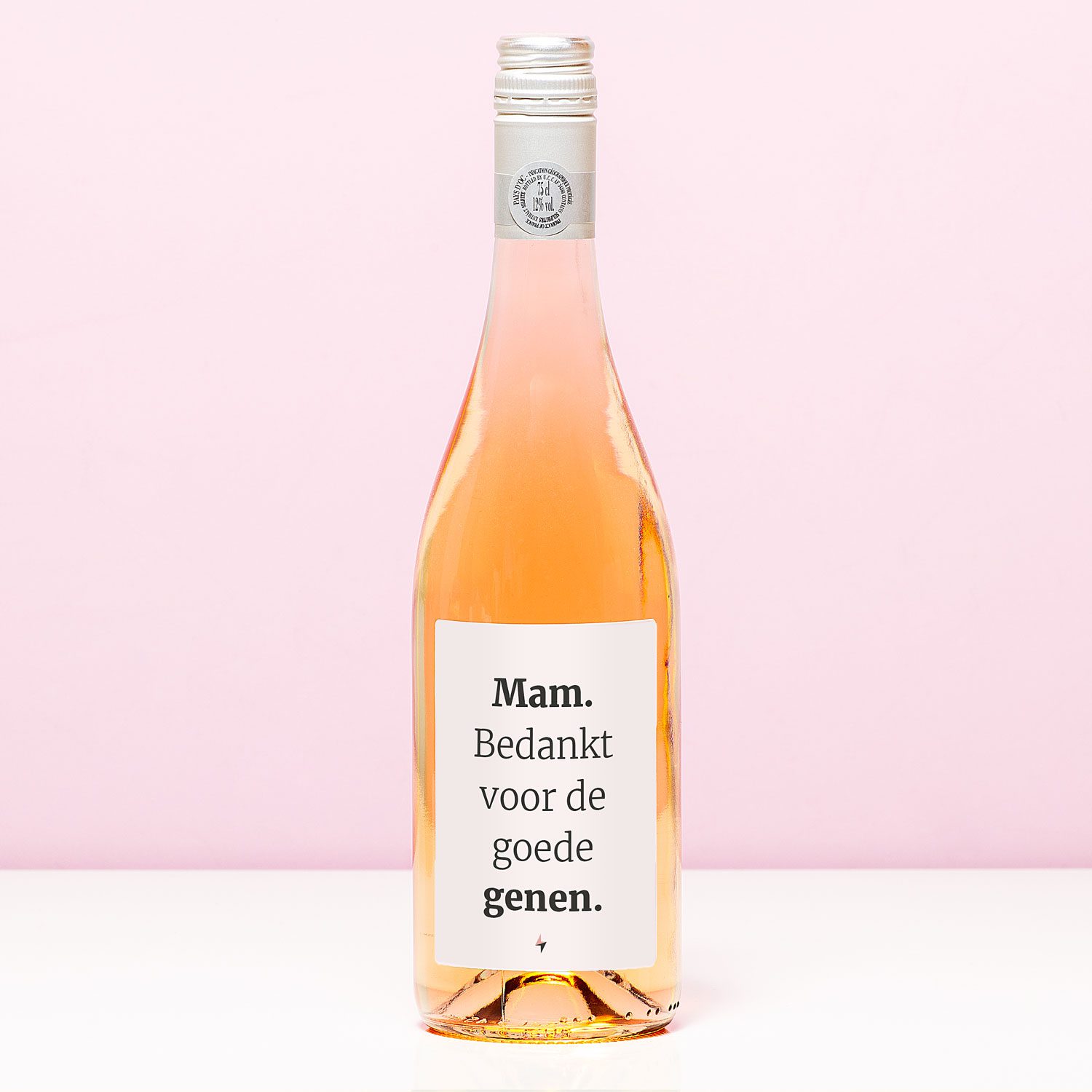 Wijnfles Mam Bedankt Voor De Goede Genen - Rosé (Blush Rosé)