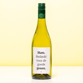 Wijnfles Mam bedankt voor de goede genen - Wit (Sauvignon Blanc)