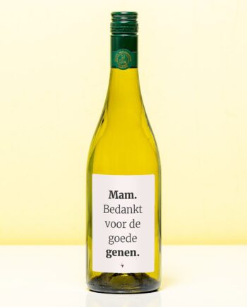 Wijnfles Mam bedankt voor de goede genen - Wit (Sauvignon Blanc)