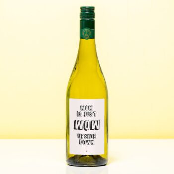 Wijnfles Mom is wow upside down - Wit (Sauvignon Blanc)