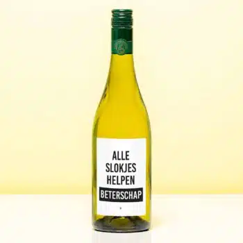 Wijnfles Beterschap alle slokjes helpen - Wit (Sauvignon Blanc)