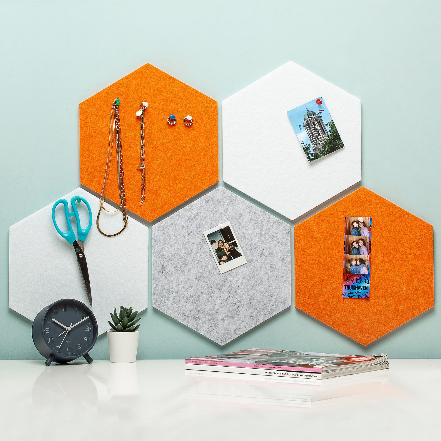 Vakantie Kinderdag Subtropisch Zelfklevende hexagon prikborden (set van 5) van Funky Felt bestel je online  bij Ditverzinjeniet