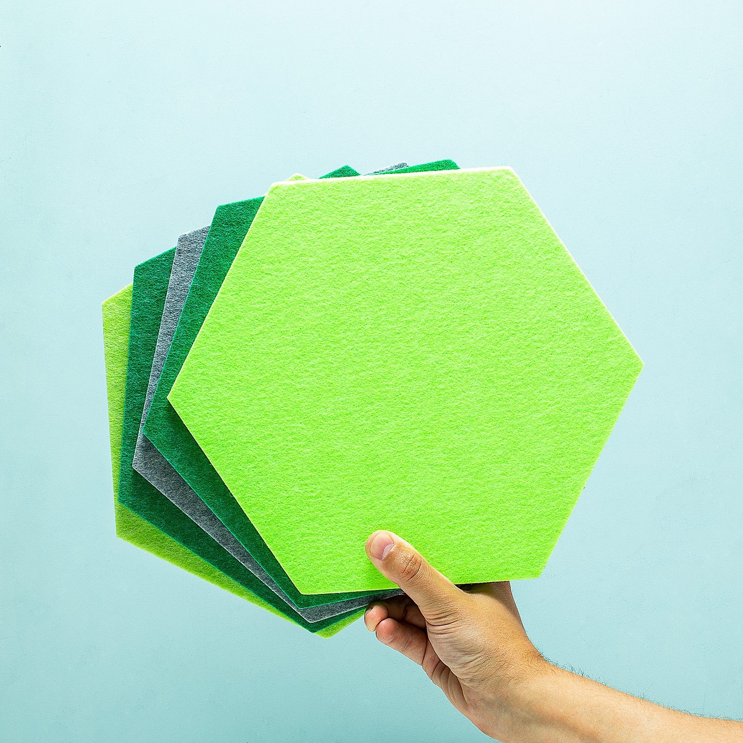 Zelfklevende Hexagon Prikborden (set Van 5) Groene Tinten