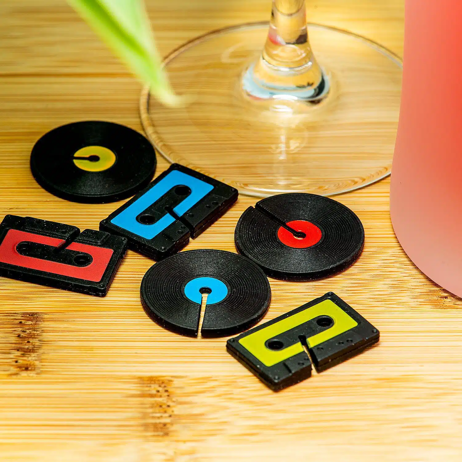 Cassette- en elpee glasmarkeerders (set van 6)