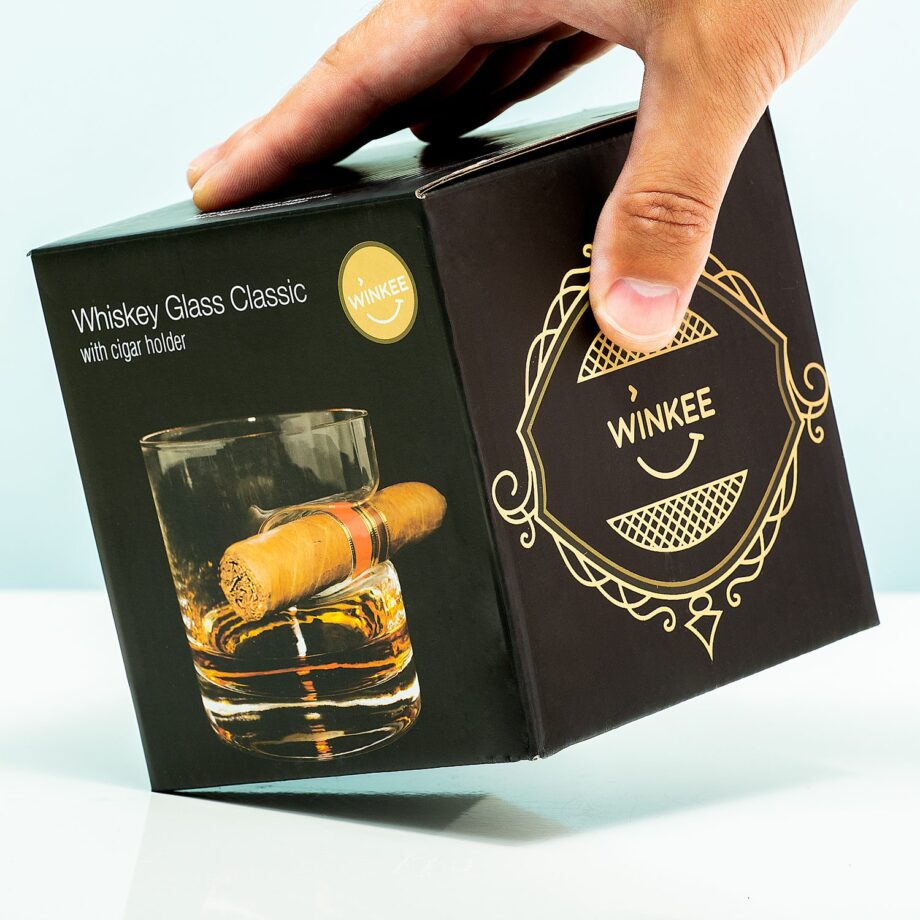 Whiskey glas met sigaarhouder