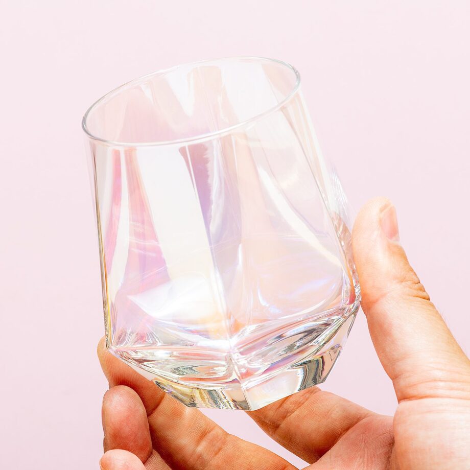 Diamant glas met regenboogeffect (set van 2)