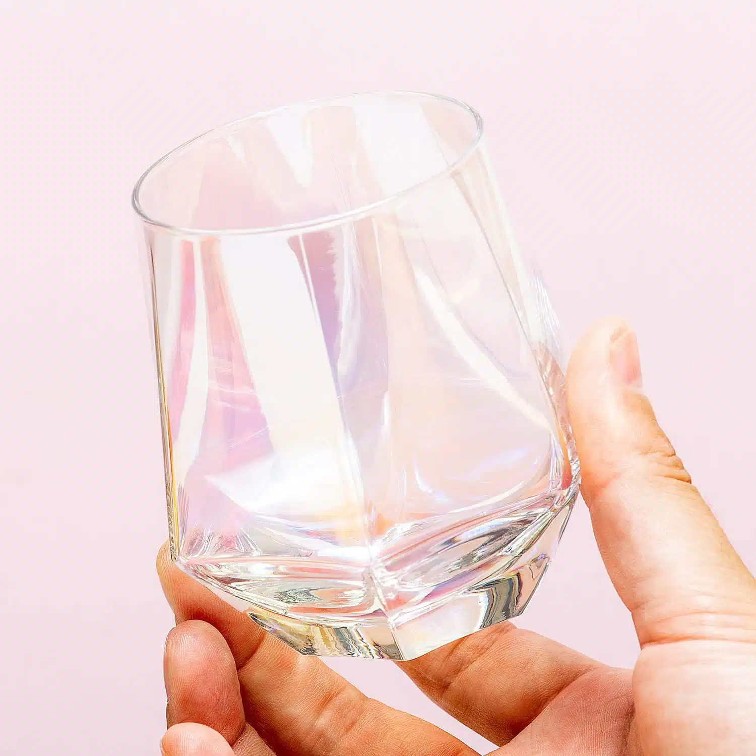Diamant glas met regenboogeffect (set van 2)