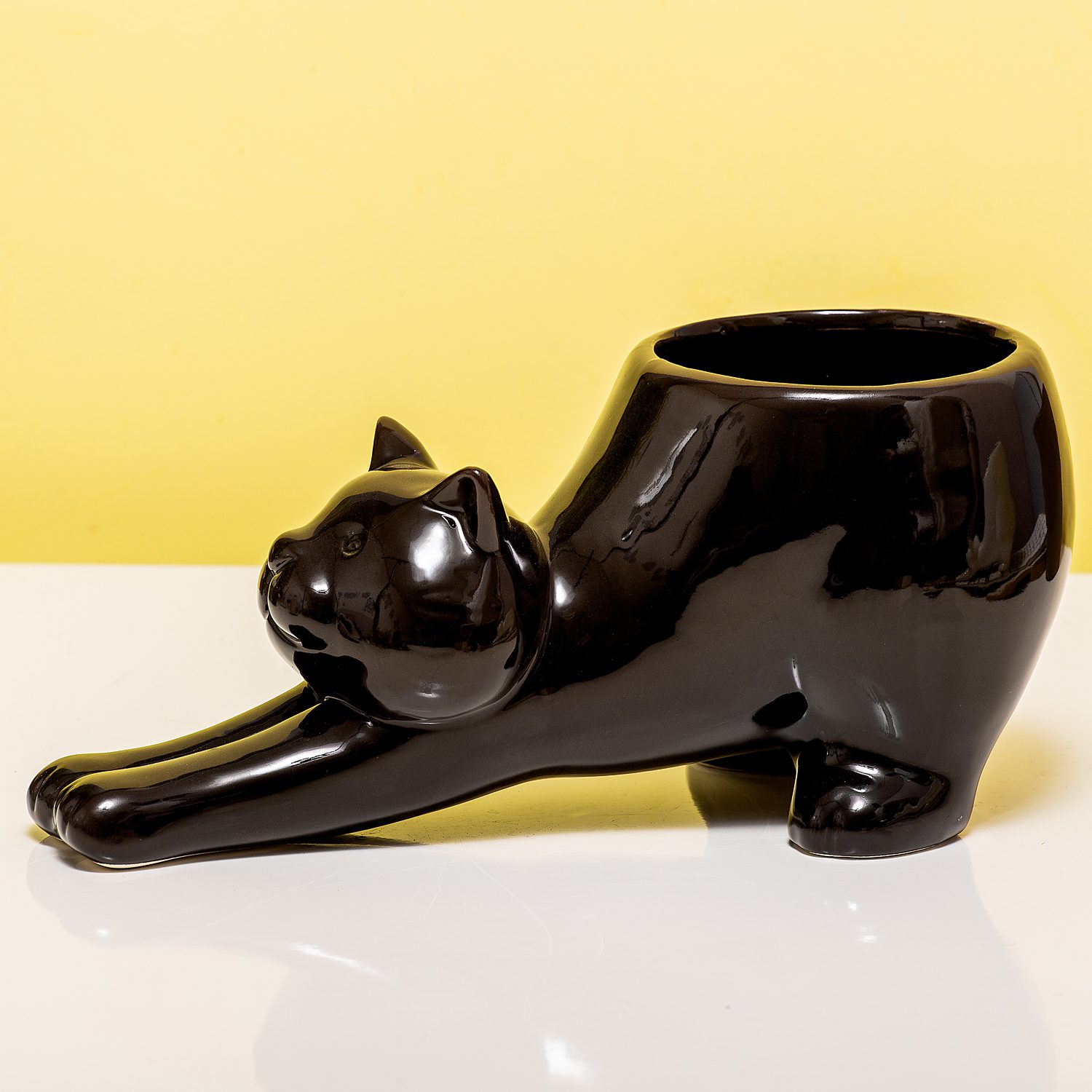 Kat Bloempot - Zwart