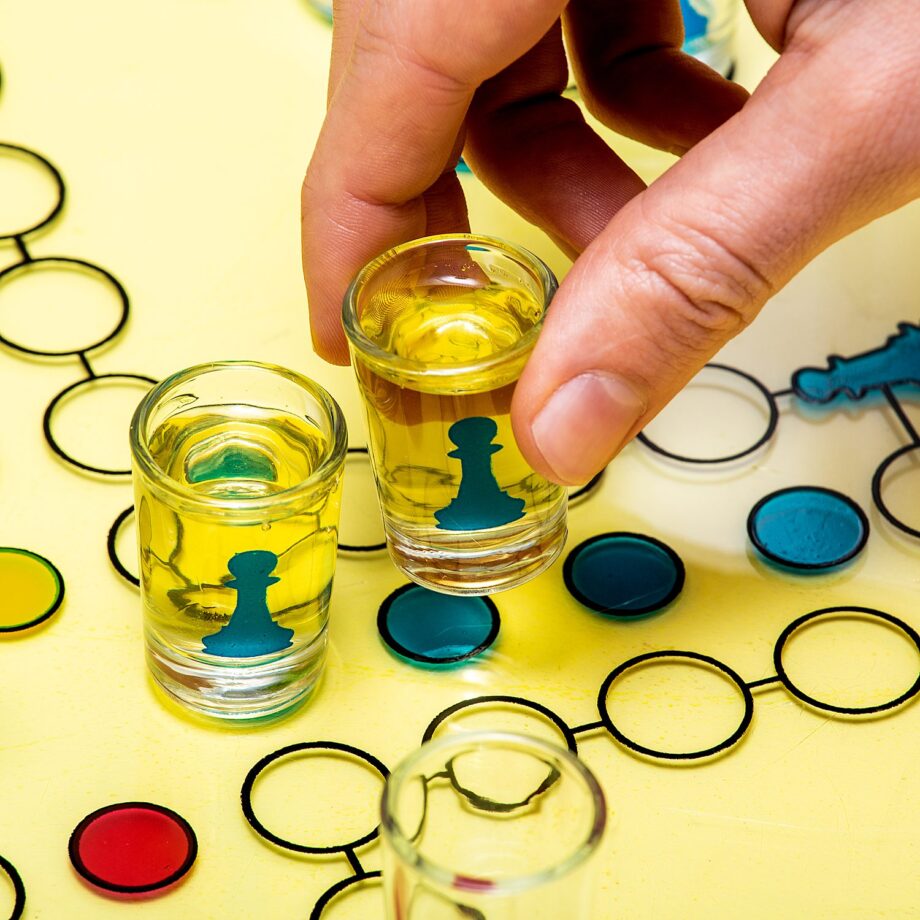 Ludo drankspel met shotglaasjes