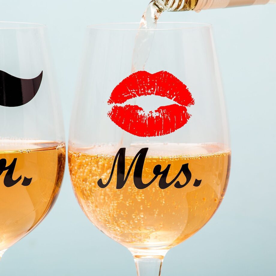 Mr. en Mrs. wijnglazen (set van 2)