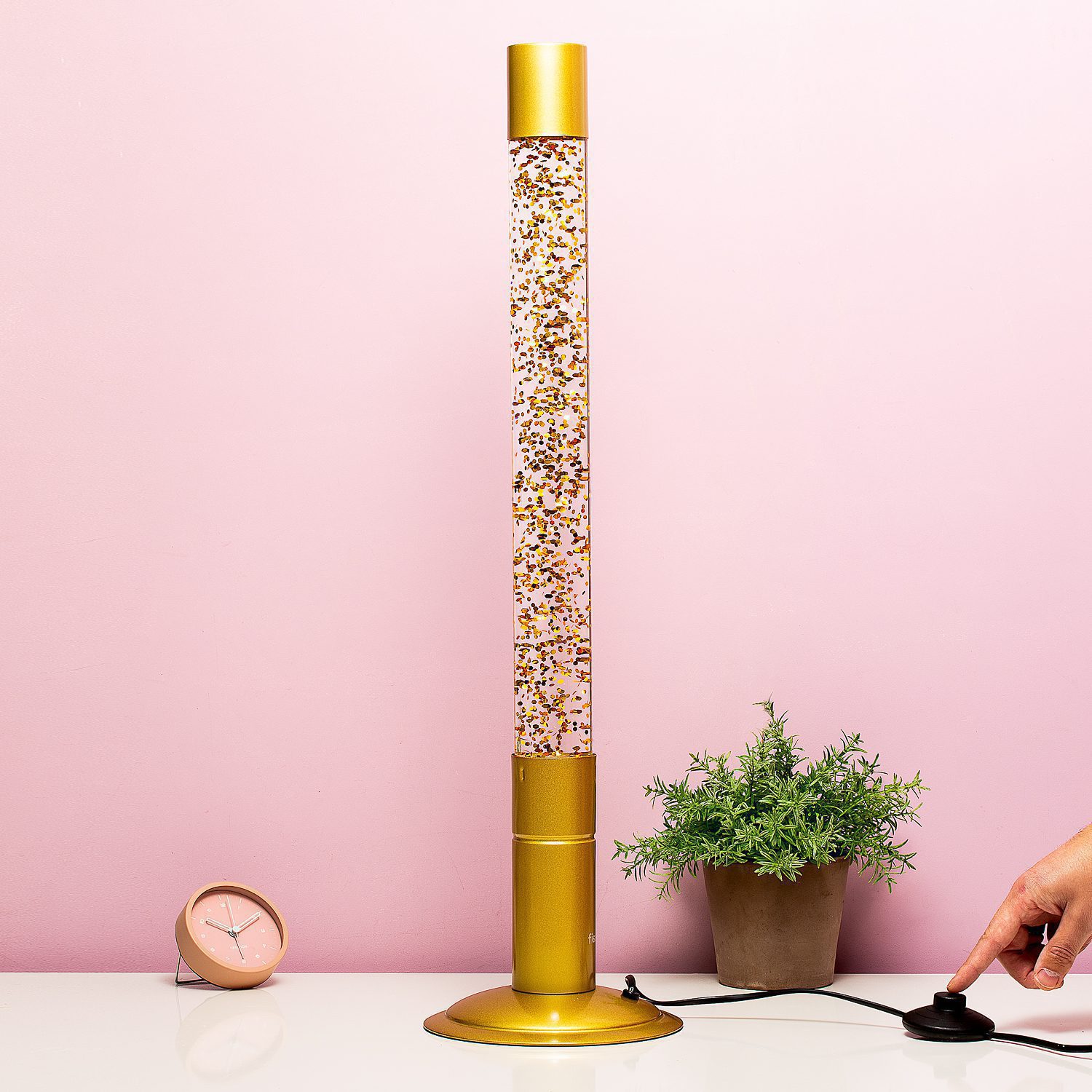 XXL Lavalamp Gouden Basis Met Gouden Glitters