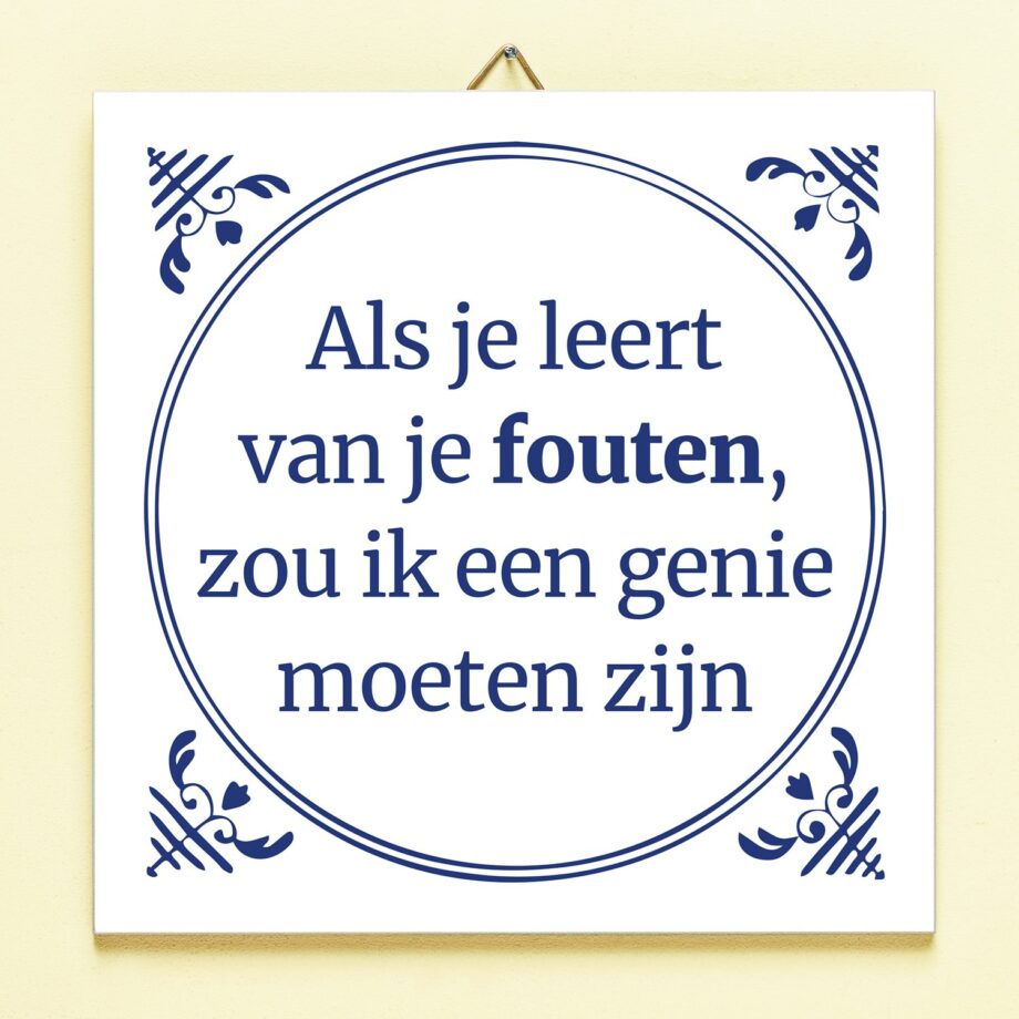 Tegeltje Leren van je fouten
