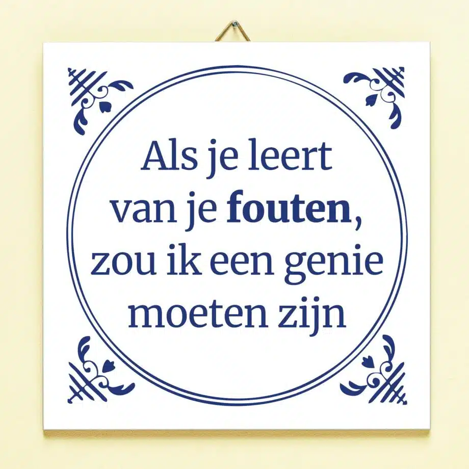 Tegeltje Leren van je fouten