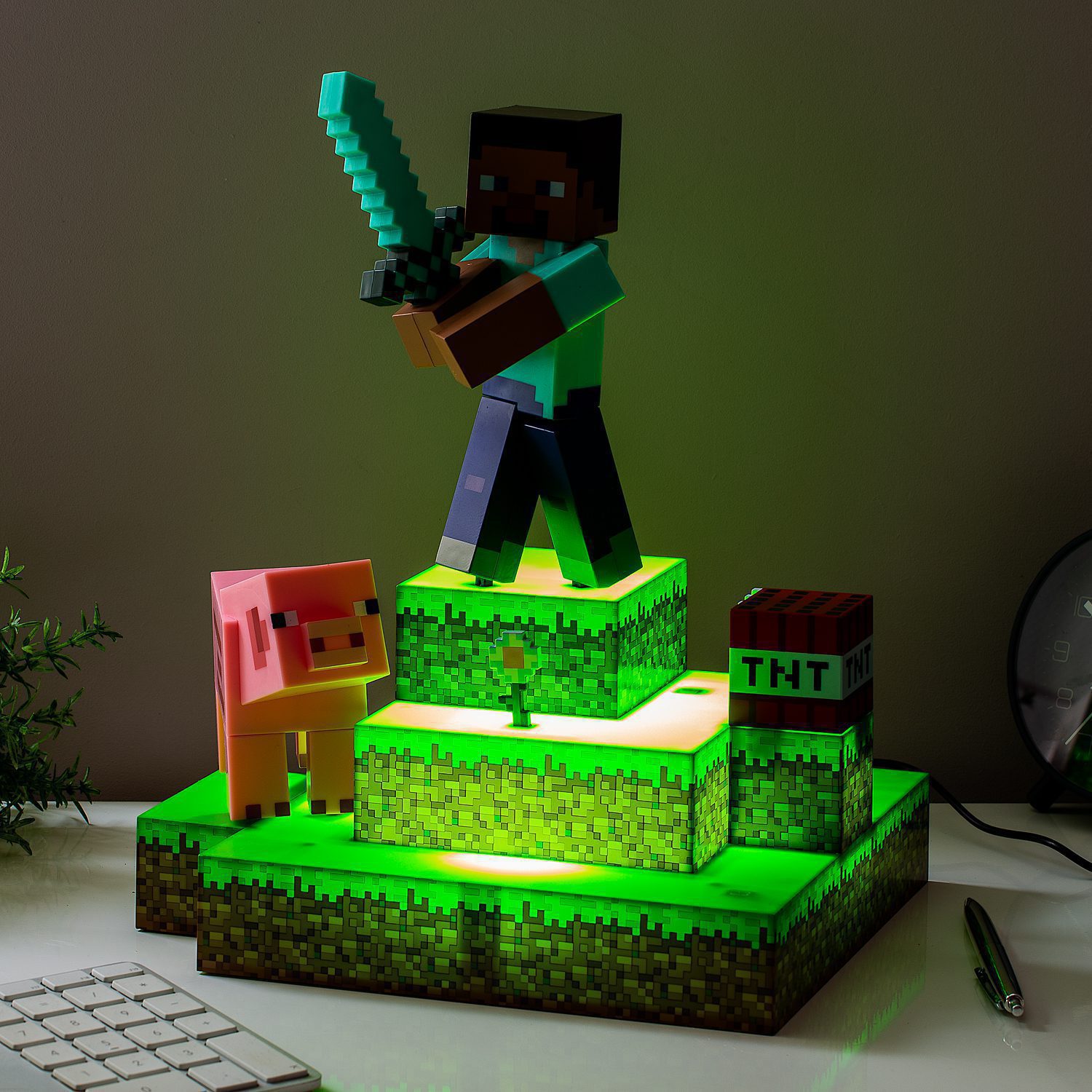 Lámpara Diorama Steve Minecraft