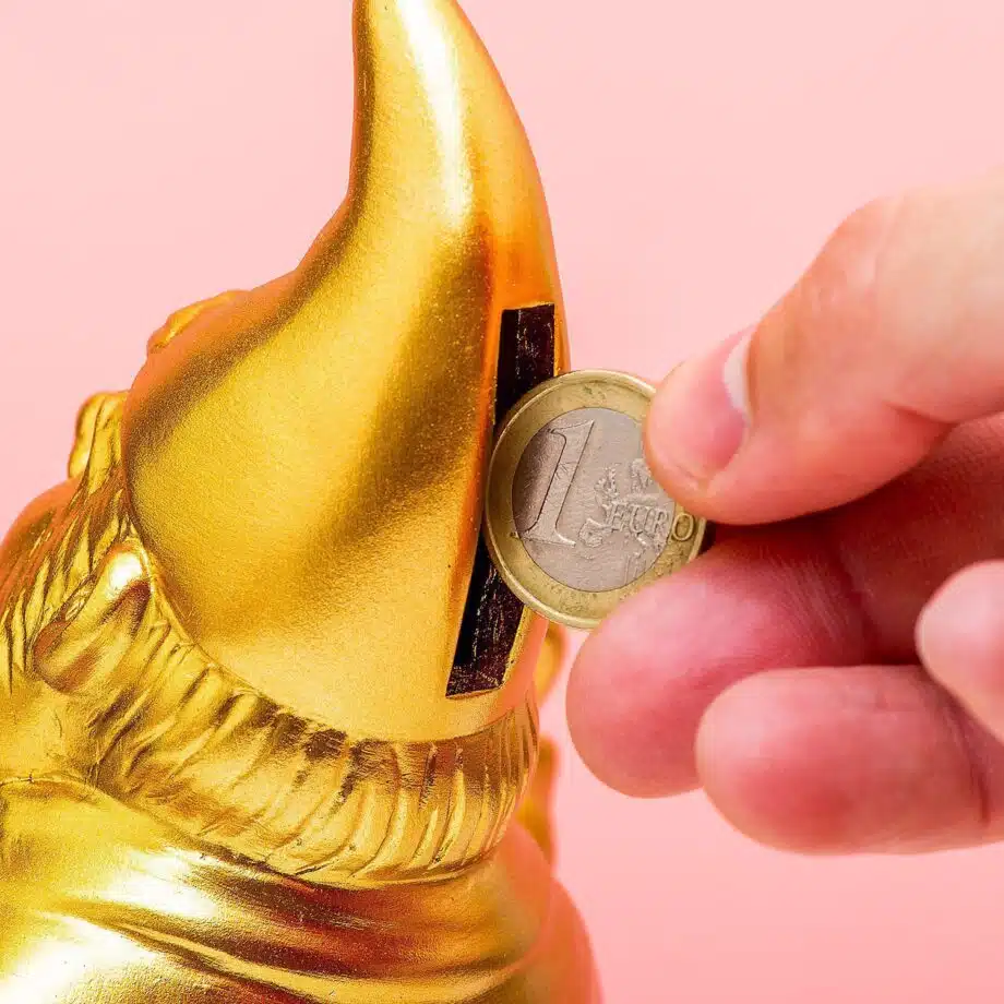 Gnoom met middelvinger spaarpot