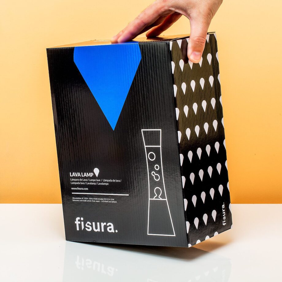 Lavalamp zwart met witte lava