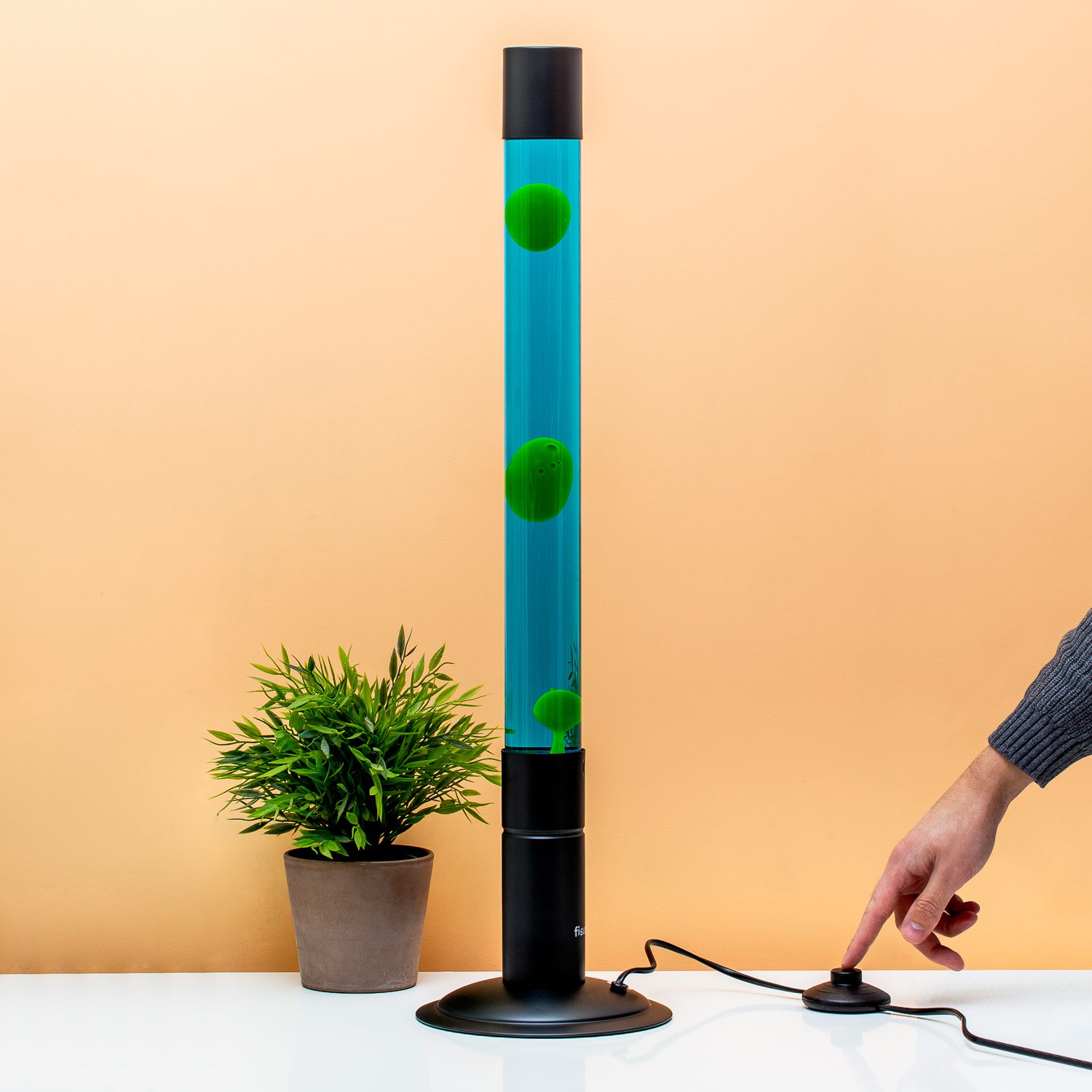 XXL Lavalamp Zwarte Basis Met Blauw En Groen