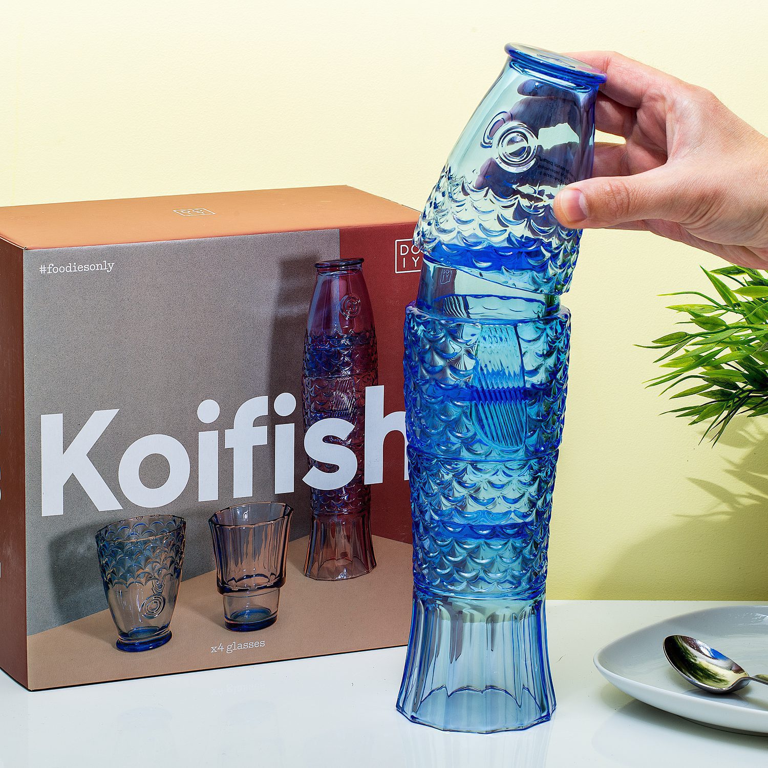 Koi Glazen (set Van 4) Blauw