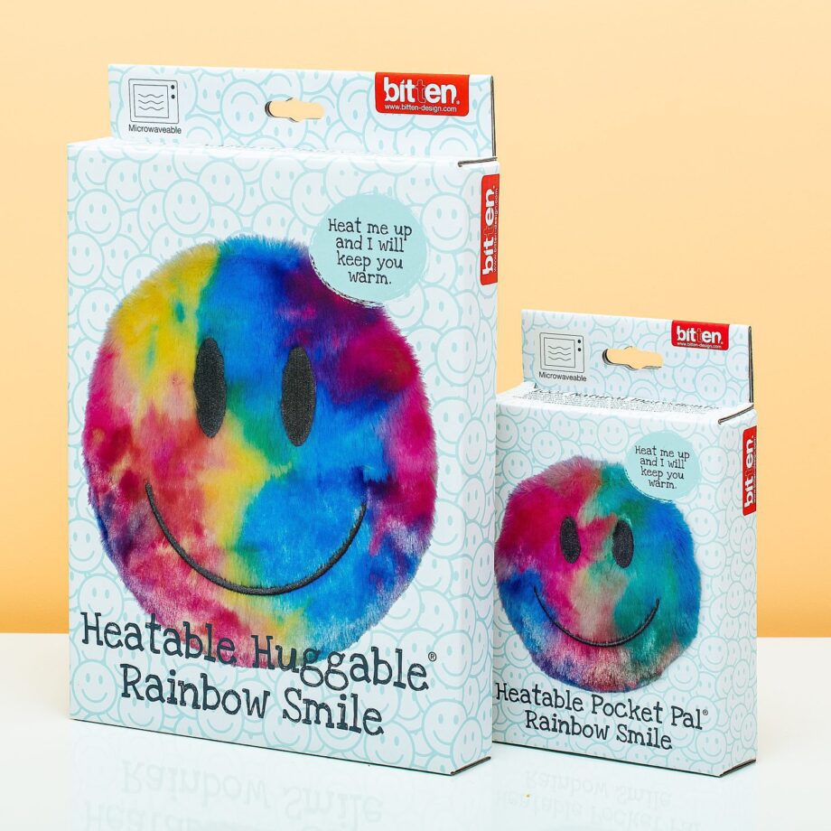 Regenboog smiley warmtekussen