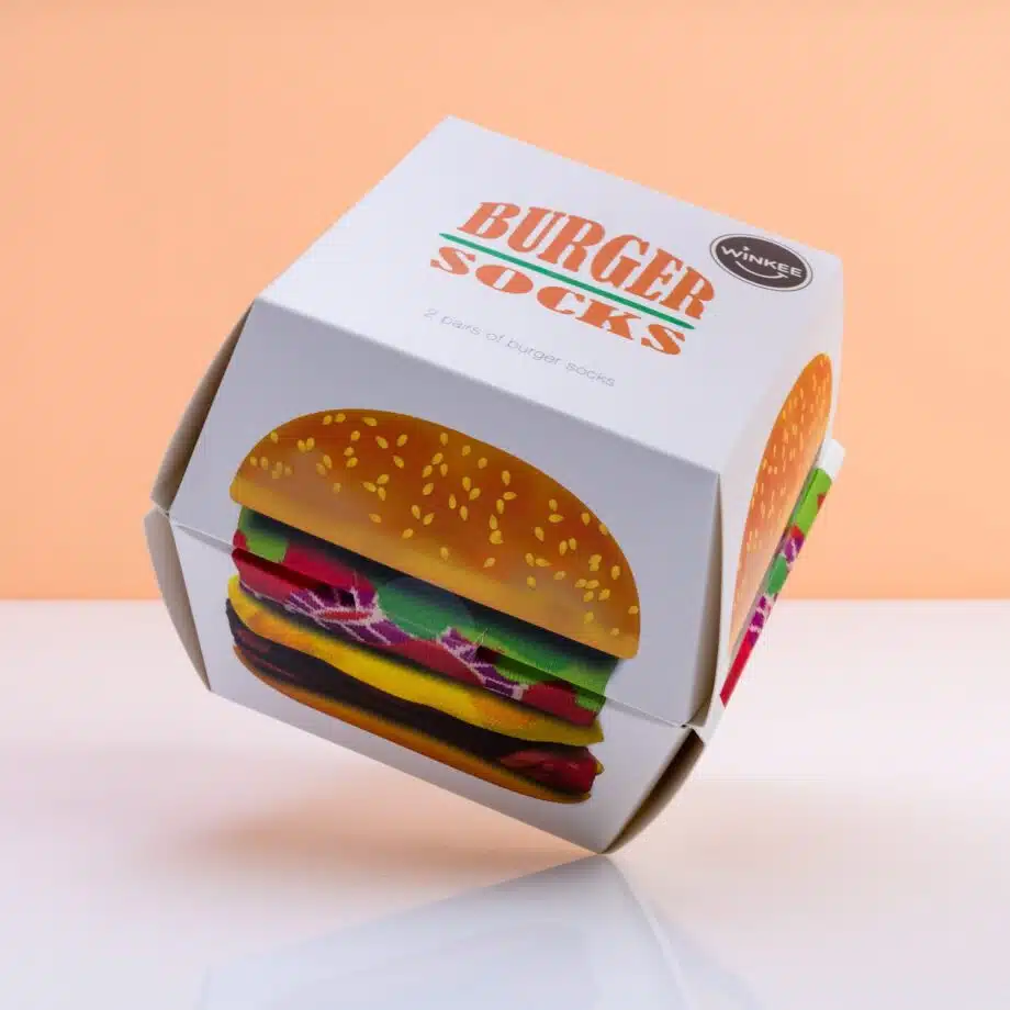 Hamburger sokken in doosje (set van 2)