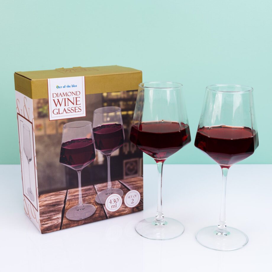 Diamant wijnglas (set van 2)