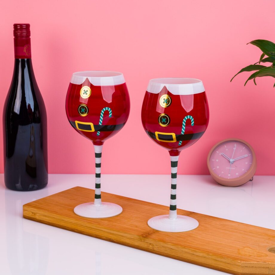 Kerstman wijnglas (set van 2)