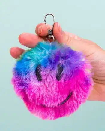 Knuffel sleutelhanger - Regenboog smiley
