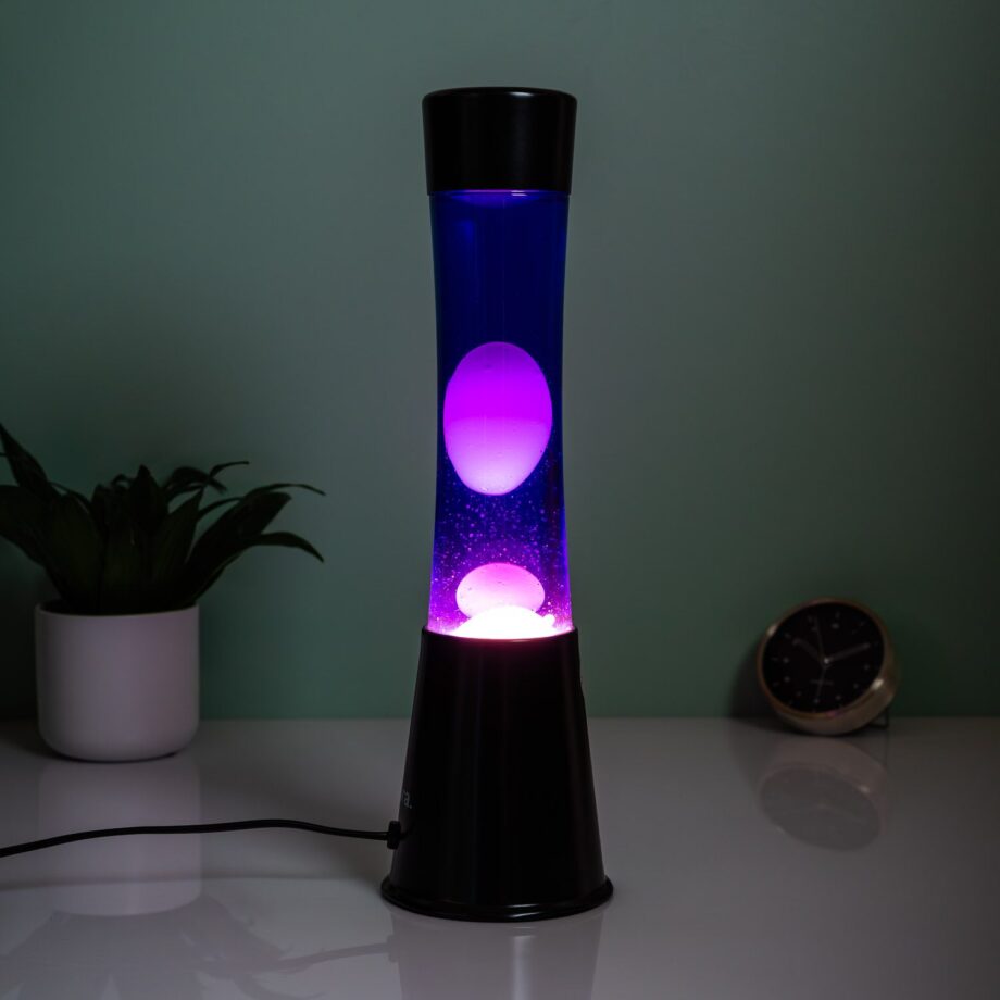 Lavalamp zwart met paarse vloeistof