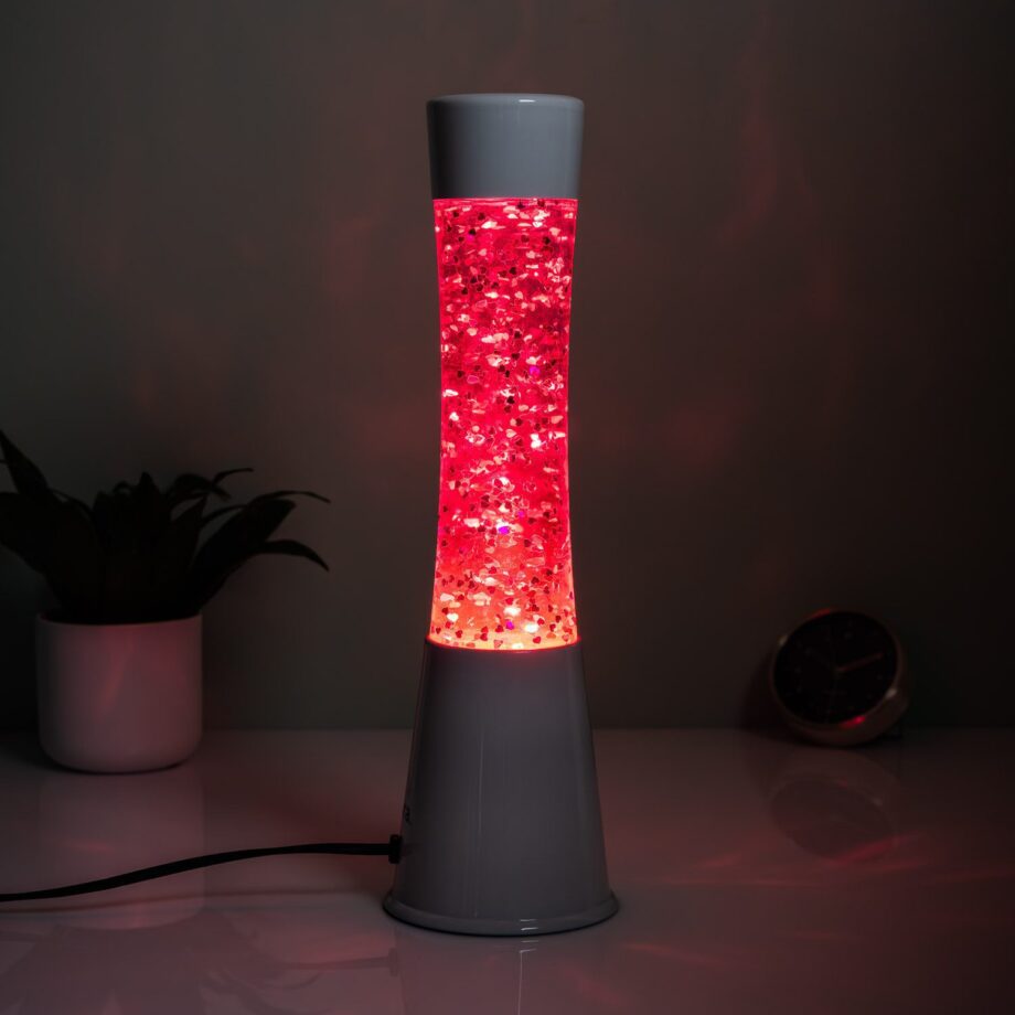 Lavalamp wit met glitterhartjes