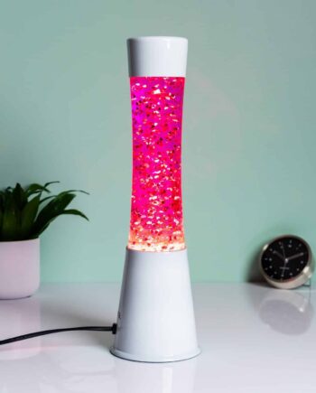 Lavalamp wit met glitterhartjes