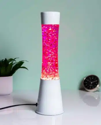 Lavalamp wit met glitterhartjes