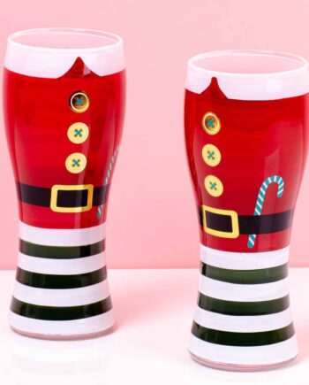 Kerstman bierglas (set van 2)