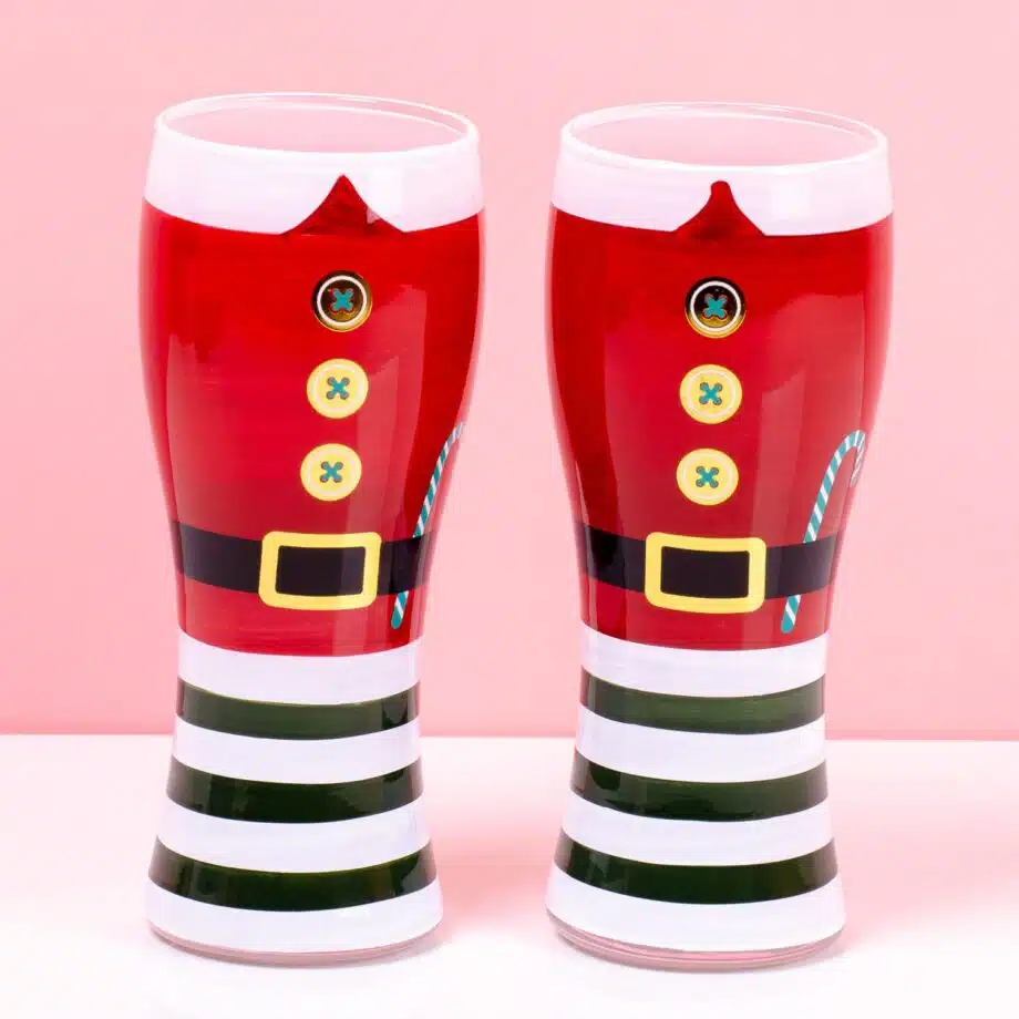 Kerstman bierglas (set van 2)