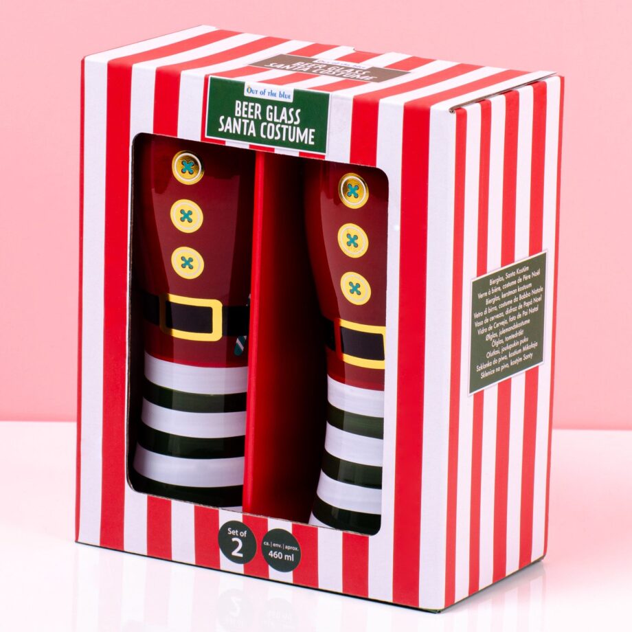 Kerstman bierglas (set van 2)
